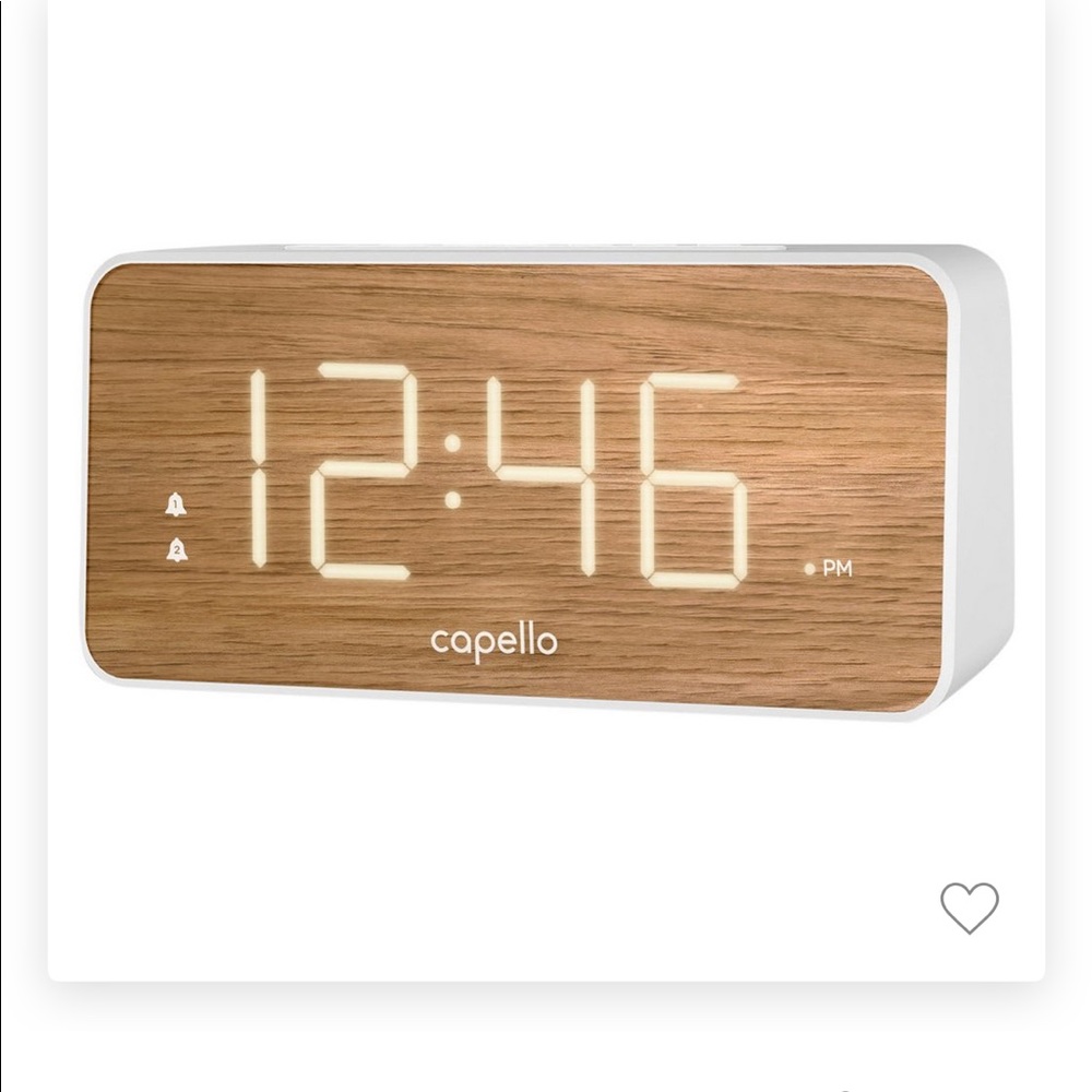 Extra Large Display Alarm Clock - White/Pine